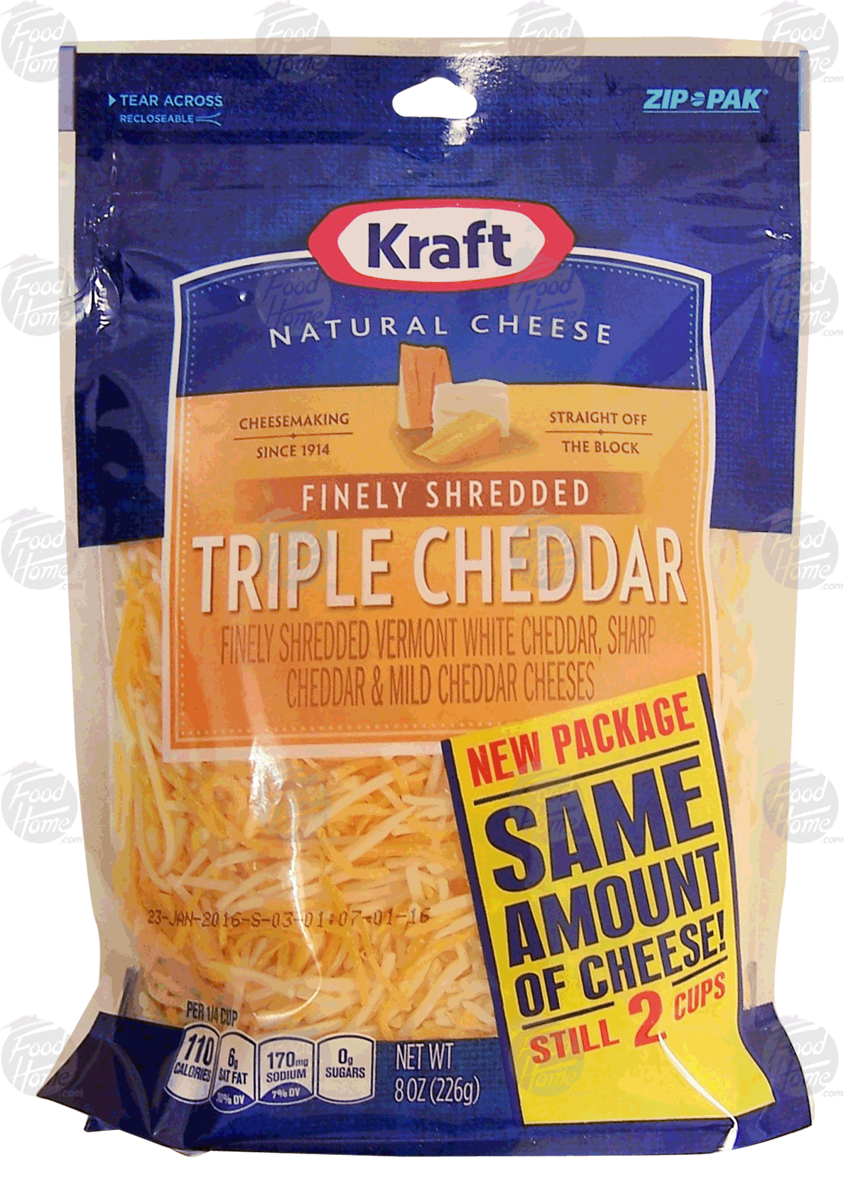 Kraft Natural Cheese triple cheddar, finely shredded vermont white cheddar, sharp cheddar & mild cheddar cheeses Full-Size Picture